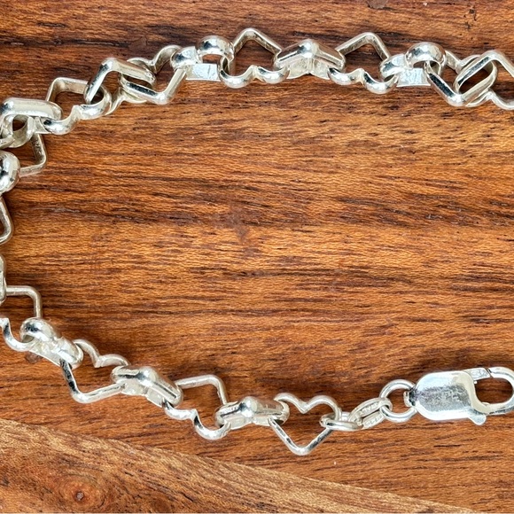 925 Sterling Silver Heart Link Bracelet – Solid Silver Chain